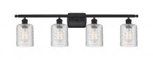  516-4W-BK-G112C-5CL - Cobbleskill - 4 Light - 35 inch - Matte Black - Bath Vanity Light