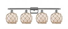  516-4W-PC-G121-8RB - Farmhouse Rope - 4 Light - 38 inch - Polished Chrome - Bath Vanity Light