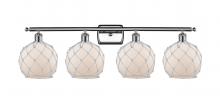  516-4W-PC-G121-8RW - Farmhouse Rope - 4 Light - 38 inch - Polished Chrome - Bath Vanity Light