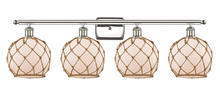  516-4W-PN-G121-8RB - Farmhouse Rope - 4 Light - 38 inch - Polished Nickel - Bath Vanity Light