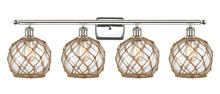  516-4W-PN-G122-8RB - Farmhouse Rope - 4 Light - 38 inch - Polished Nickel - Bath Vanity Light