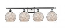  516-4W-SN-G121-8CBK - Farmhouse Chicken Wire - 4 Light - 38 inch - Brushed Satin Nickel - Bath Vanity Light