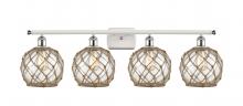  516-4W-WPC-G122-8RB - Farmhouse Rope - 4 Light - 38 inch - White Polished Chrome - Bath Vanity Light