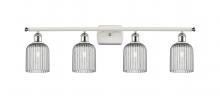  516-4W-WPC-G559-5SM - Bridal Veil - 4 Light - 35 inch - White Polished Chrome - Bath Vanity Light