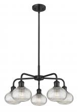  516-5CR-BK-G555-6CL - Ithaca - 5 Light - 24 inch - Matte Black - Chandelier