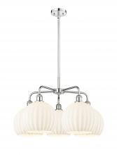  516-5CR-PC-G1217-10WV - White Venetian - 5 Light - 28 inch - Polished Chrome - Chandelier