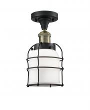  517-1CH-BAB-G51-CE-LED - Bell Cage - 1 Light - 5 inch - Black Antique Brass - Semi-Flush Mount