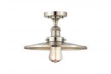  517-1CH-SN-MFR-SN-12 - Railroad - 1 Light - 12 inch - Brushed Satin Nickel - Semi-Flush Mount