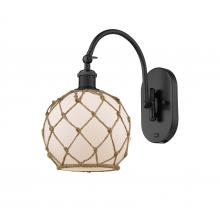  518-1W-BK-G121-8RB - Farmhouse Rope - 1 Light - 8 inch - Matte Black - Sconce