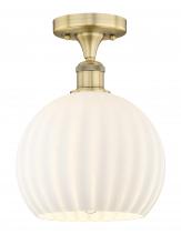  616-1F-BB-G1217-10WV - White Venetian - 1 Light - 10 inch - Brushed Brass - Semi-Flush Mount