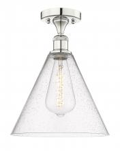 Innovations Lighting 616-1F-PN-GBC-124 - Berkshire - 1 Light - 12 inch - Polished Nickel - Semi-Flush Mount