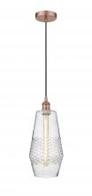  616-1P-AC-G684-7 - Windham - 1 Light - 7 inch - Antique Copper - Cord hung - Mini Pendant