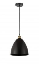  616-1P-BAB-MBD-12-BK - Bristol - 1 Light - 12 inch - Black Antique Brass - Cord hung - Mini Pendant