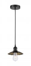  616-1P-BK-M17-BK - Scallop - 1 Light - 8 inch - Matte Black - Cord Hung - Mini Pendant