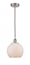  616-1P-SN-G121-8CSN - Farmhouse Chicken Wire - 1 Light - 8 inch - Brushed Satin Nickel - Cord hung - Mini Pendant