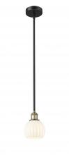  616-1S-BAB-G1217-6WV - White Venetian - 1 Light - 6 inch - Black Antique Brass - Stem Hung - Mini Pendant