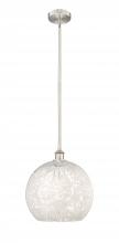  616-1S-SN-G1216-14WM - White Mouchette - 1 Light - 14 inch - Brushed Satin Nickel - Stem Hung - Pendant