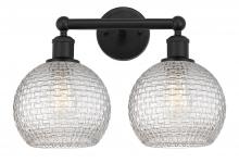  616-2W-BK-G122C-8CL - Athens - 2 Light - 17 inch - Matte Black - Bath Vanity Light