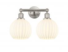  616-2W-SN-G1217-8WV - White Venetian - 2 Light - 17 inch - Satin Nickel - Bath Vanity Light