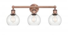  616-3W-AC-G122-6 - Athens - 3 Light - 24 inch - Antique Copper - Bath Vanity Light