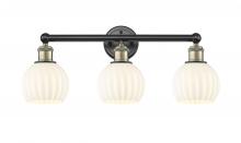  616-3W-BAB-G1217-6WV - White Venetian - 3 Light - 24 inch - Black Antique Brass - Bath Vanity Light