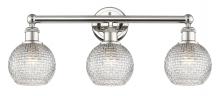  616-3W-PN-G122C-6CL - Athens - 3 Light - 24 inch - Polished Nickel - Bath Vanity Light