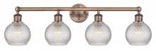  616-4W-AC-G122C-6CL - Athens - 4 Light - 33 inch - Antique Copper - Bath Vanity Light