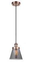  916-1P-AC-G63 - Cone - 1 Light - 6 inch - Antique Copper - Cord hung - Mini Pendant