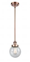  916-1S-AC-G204-6 - Beacon - 1 Light - 6 inch - Antique Copper - Mini Pendant