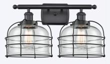  916-2W-BK-G72-CE - Bell Cage - 2 Light - 16 inch - Matte Black - Bath Vanity Light