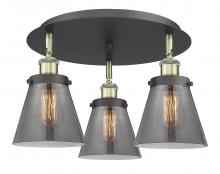  916-3C-BAB-G63 - Cone - 3 Light - 18 inch - Black Antique Brass - Flush Mount