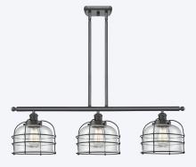  916-3I-BK-G74-CE - Bell Cage - 3 Light - 36 inch - Matte Black - Stem Hung - Island Light