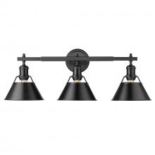 Golden 3306-BA3 BLK-BLK - Orwell BLK 3 Light Bath Vanity in Matte Black with Matte Black shades