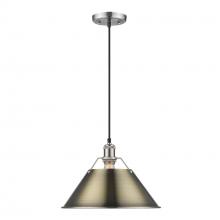 Golden 3306-L PW-AB - Orwell 14" Wide Large Pendant in Pewter with Aged Brass