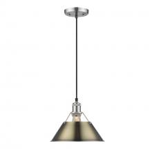 Golden 3306-M PW-AB - Orwell 10" Wide Medium Pendant in Pewter with Aged Brass