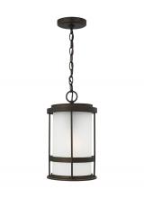  6290901-71 - Wilburn modern 1-light outdoor exterior ceiling hanging pendant lantern in antique bronze finish wit