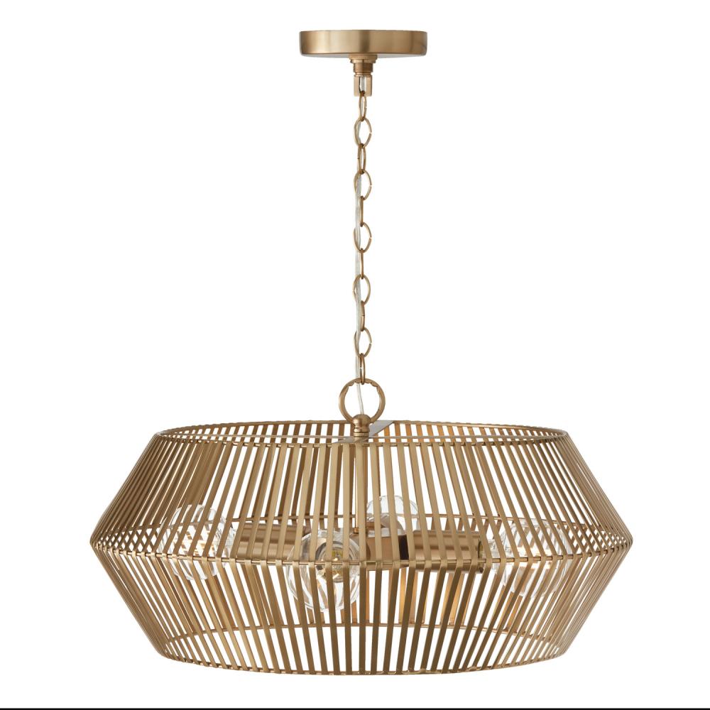 4-Light Angular Metal Pendant in Matte Brass : 330341MA | Salt Box Lighting