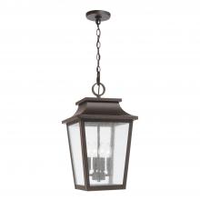  953344OZ - 4-Light Outdoor Tapered Hanging Lantern in Oiled Bronze with Ripple Glass