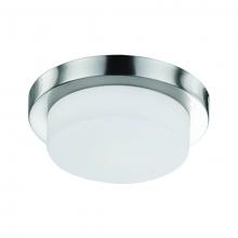  FM1913-BN - Single LED Round Flush Mount Ceiling Fixture with White Opal Glass