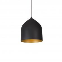  49108-BK/GD - Helena 8-in Black/Gold 1 Light Pendant