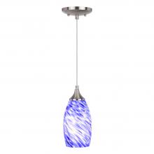  P0383 - Milano 4.75-in. Mini Pendant Azzura Glass Satin Nickel