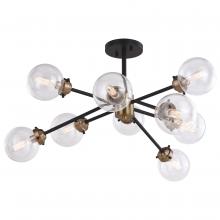  C0238 - Orbit 30 in. W 9 Light Semi-Flush Mount Oil Rubbed Bronze and Muted Brass