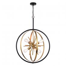  P0341 - Estelle 26.75 in. 6 Light Orb Pendant Natural Brass and Matte Black