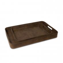  20-1504BRN - Derby Rectangle Leather Tray Set (Brown)