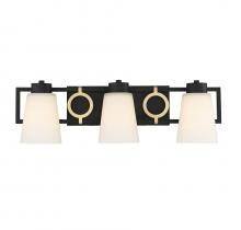  L8-4450-3-143 - Russo 3-Light Bathroom Vanity Light in Matte Black with Warm Brass Accents