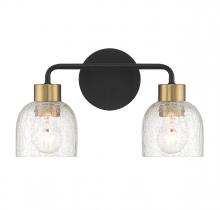  V6-L8-5900-2-143 - Flagler 2-Light Bathroom Vanity Light in Matte Black with Warm Brass Accents