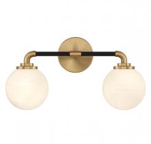  V6-L8-9604-2-143 - Dresden 2-Light Bathroom Vanity Light in Matte Black with Warm Brass Accents