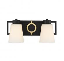  V6-L8-4450-2-143 - Russo 2-Light Bathroom Vanity Light in Matte Black with Warm Brass Accents