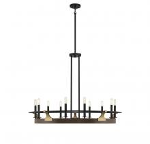  V6-L1-2932-10-170 - Icarus 10-Light Chandelier in Burnished Brass with Walnut