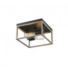  3012-MB/GW - Bonnie 2-Light Flushmount Ceiling Light Matte Black Grey Wood